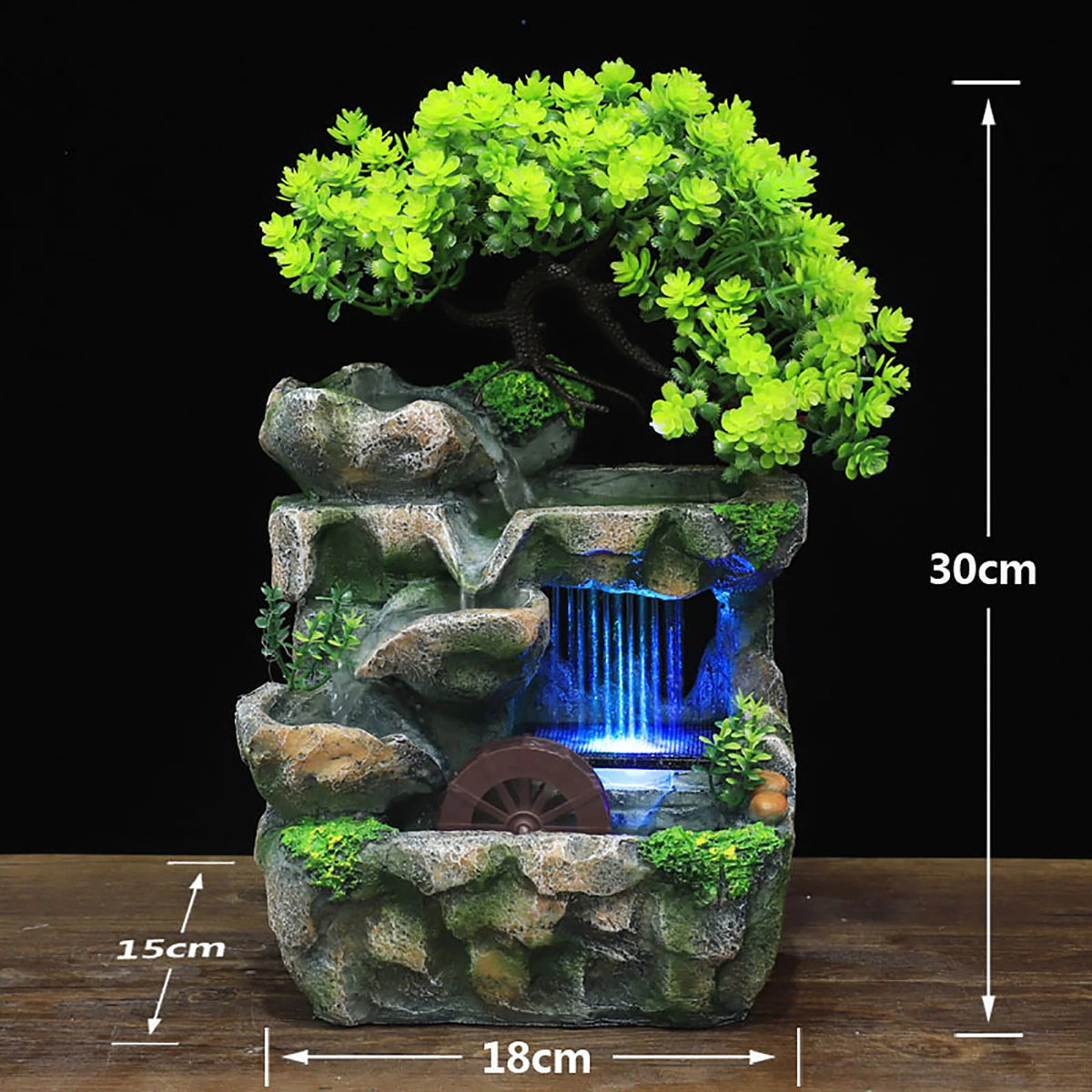 Indoor Desktop Waterfall Fountain With Color Changing LED Lights