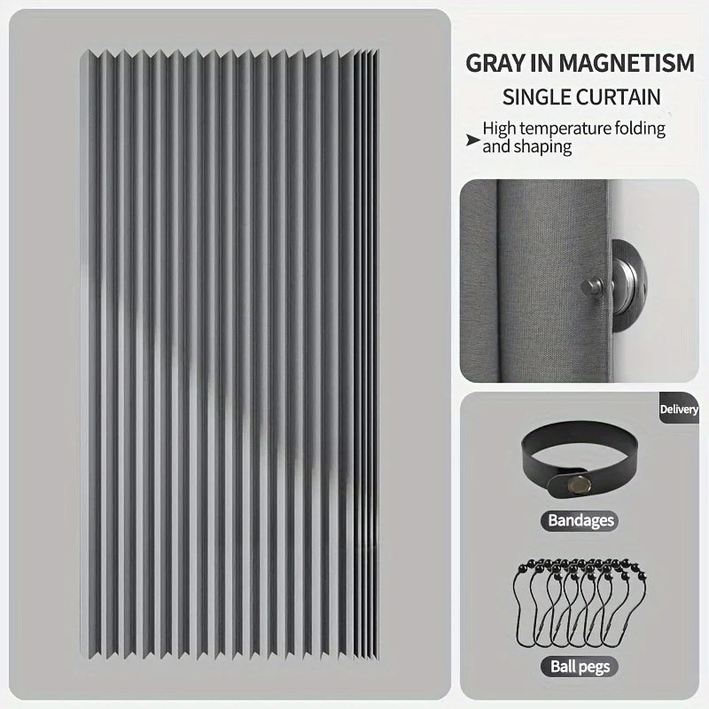 Shunmaii Magnetic Folding Shower Curtain Waterproof Fabric With Weighted Hem