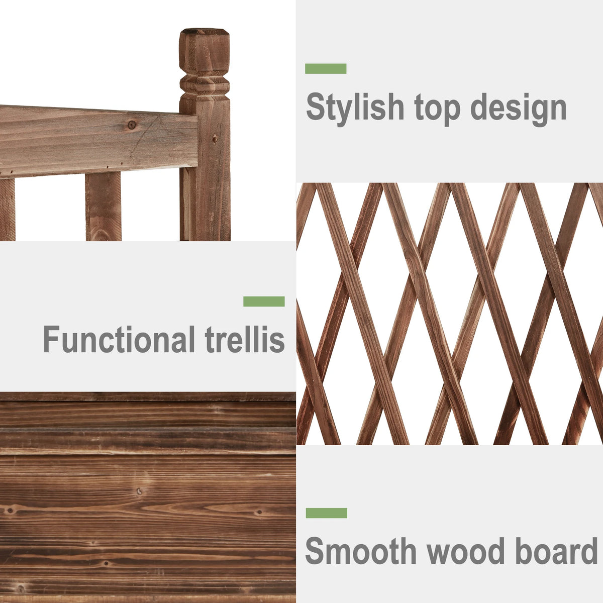 Raised Wooden Garden Bed Planter Box With Trellis For Patio