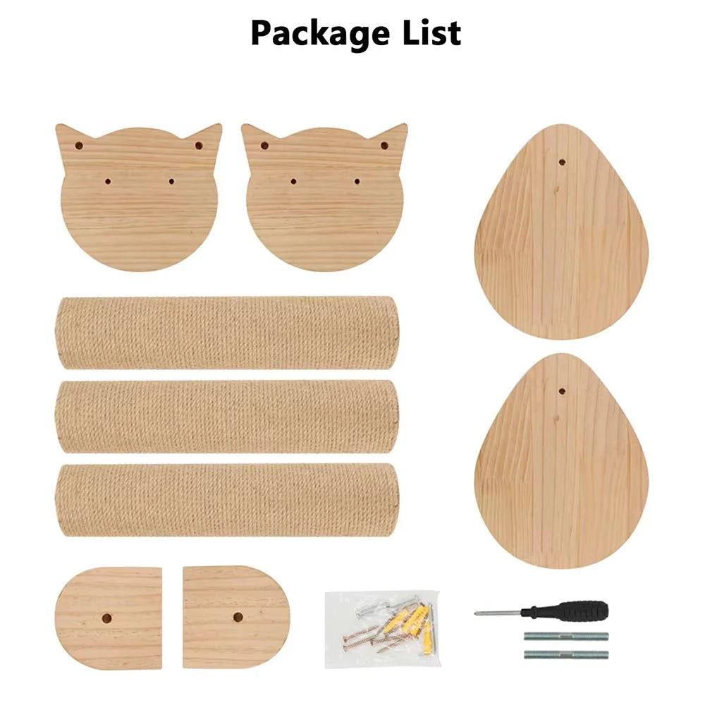 CWV Wall Mounted Cat Tree With Sisal Scratching Posts Hammock