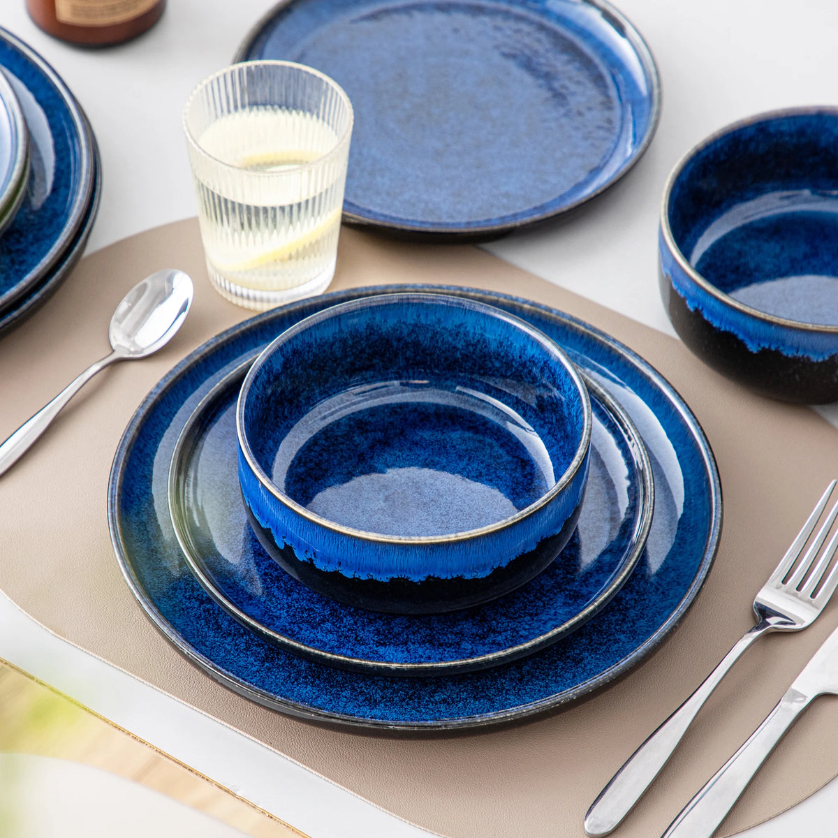 Malacasa Ceramic Stoneware Dinnerware Set With Reactive Glaze Finish