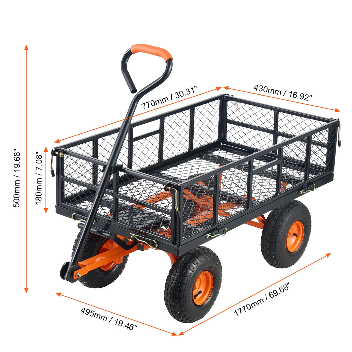 SucceBuy Sturdy Metal Garden Utility Dump Wagon Cart