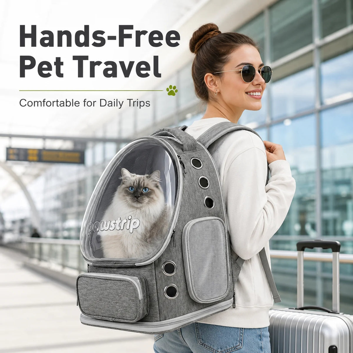 Space Capsule Cat Backpack Carrier With Breathable Bubble Window Design