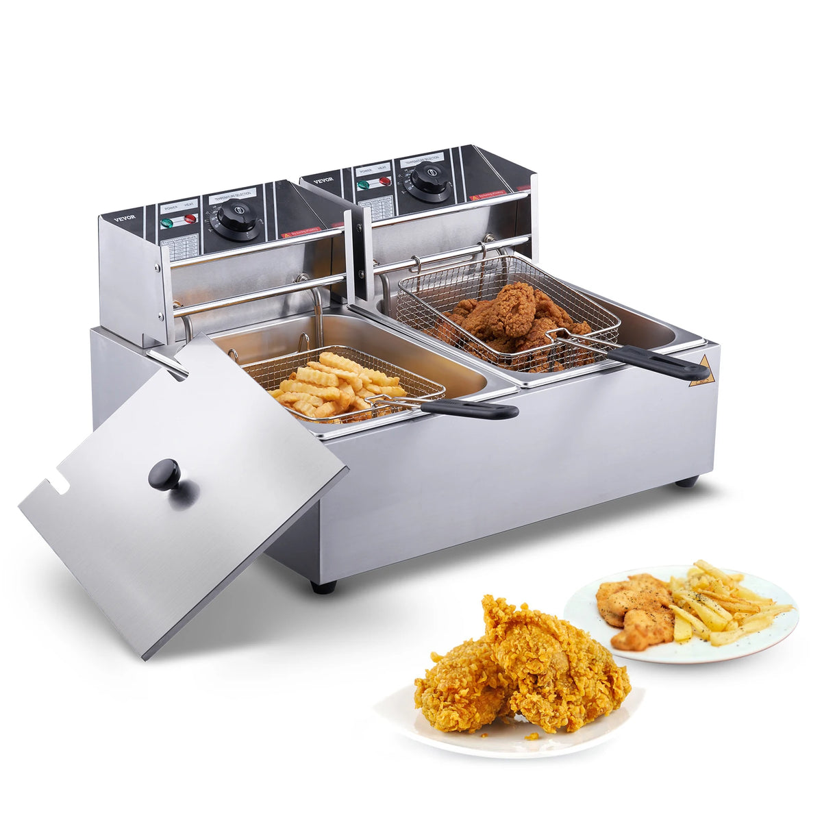 SucceBuy Commercial Dual Tank Electric Countertop Fryer