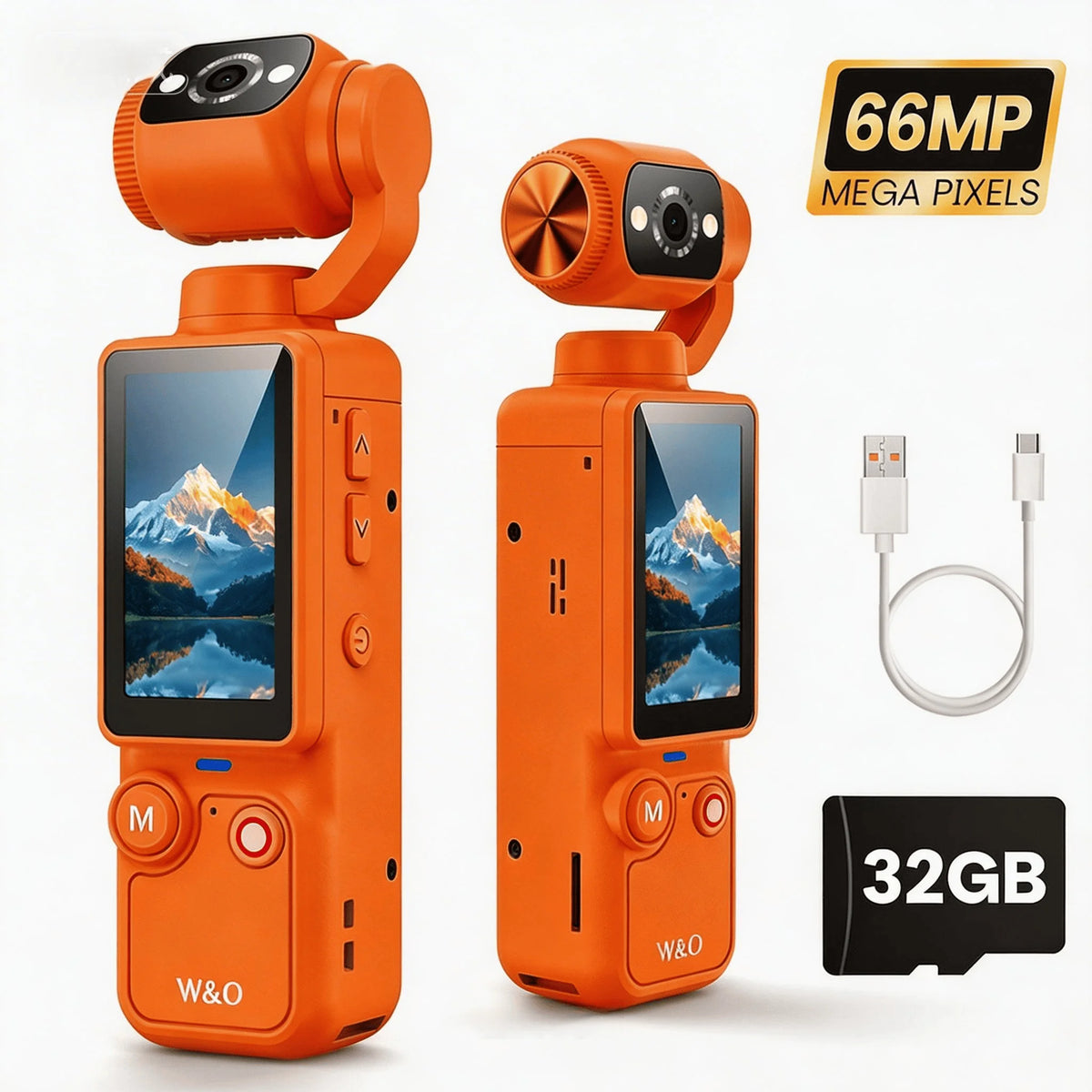 WO Portable Digital Camera 16x Zoom Rotating Lens 2.5K Video