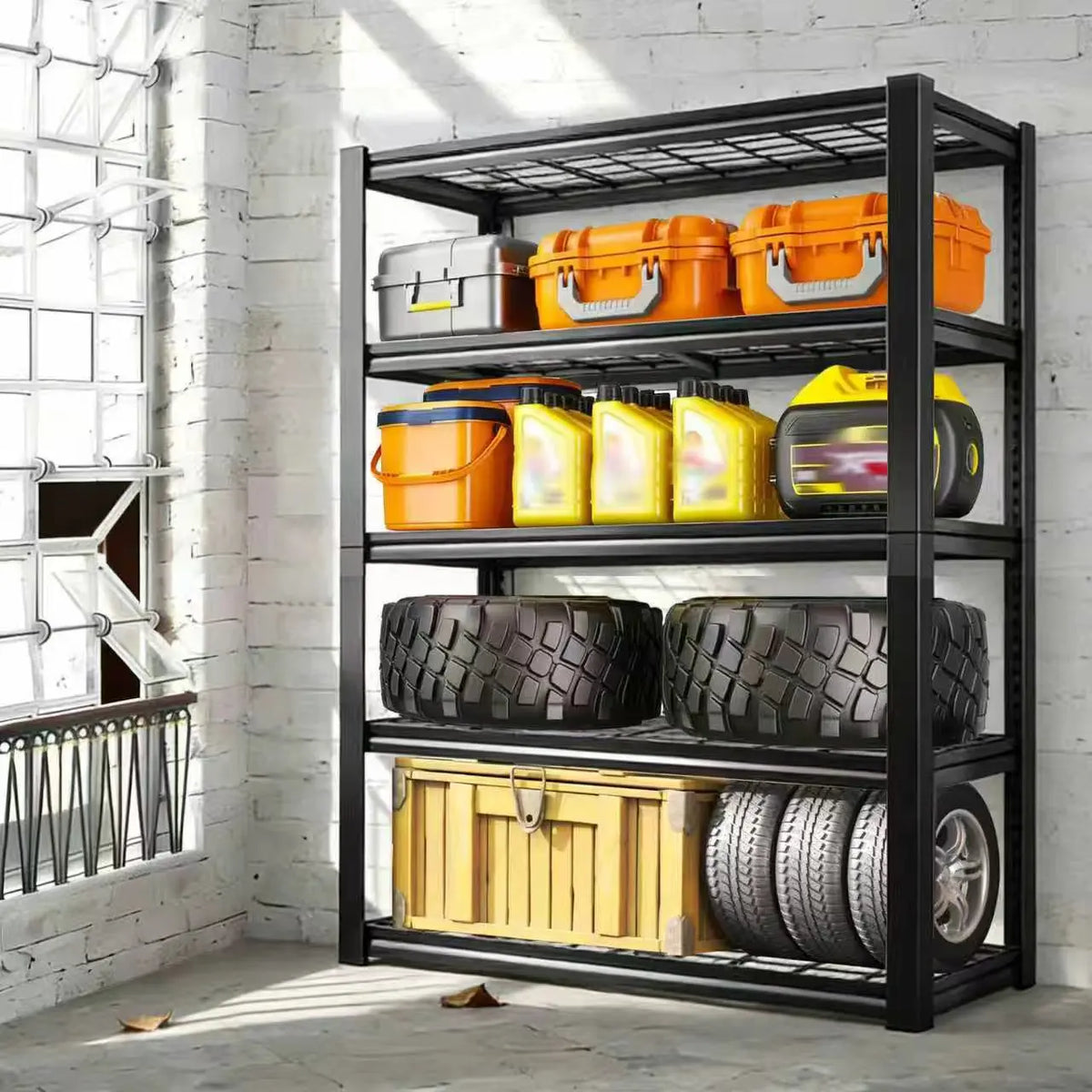Sarenzoon Adjustable Metal Double Layer Commercial Utility Storage Rack