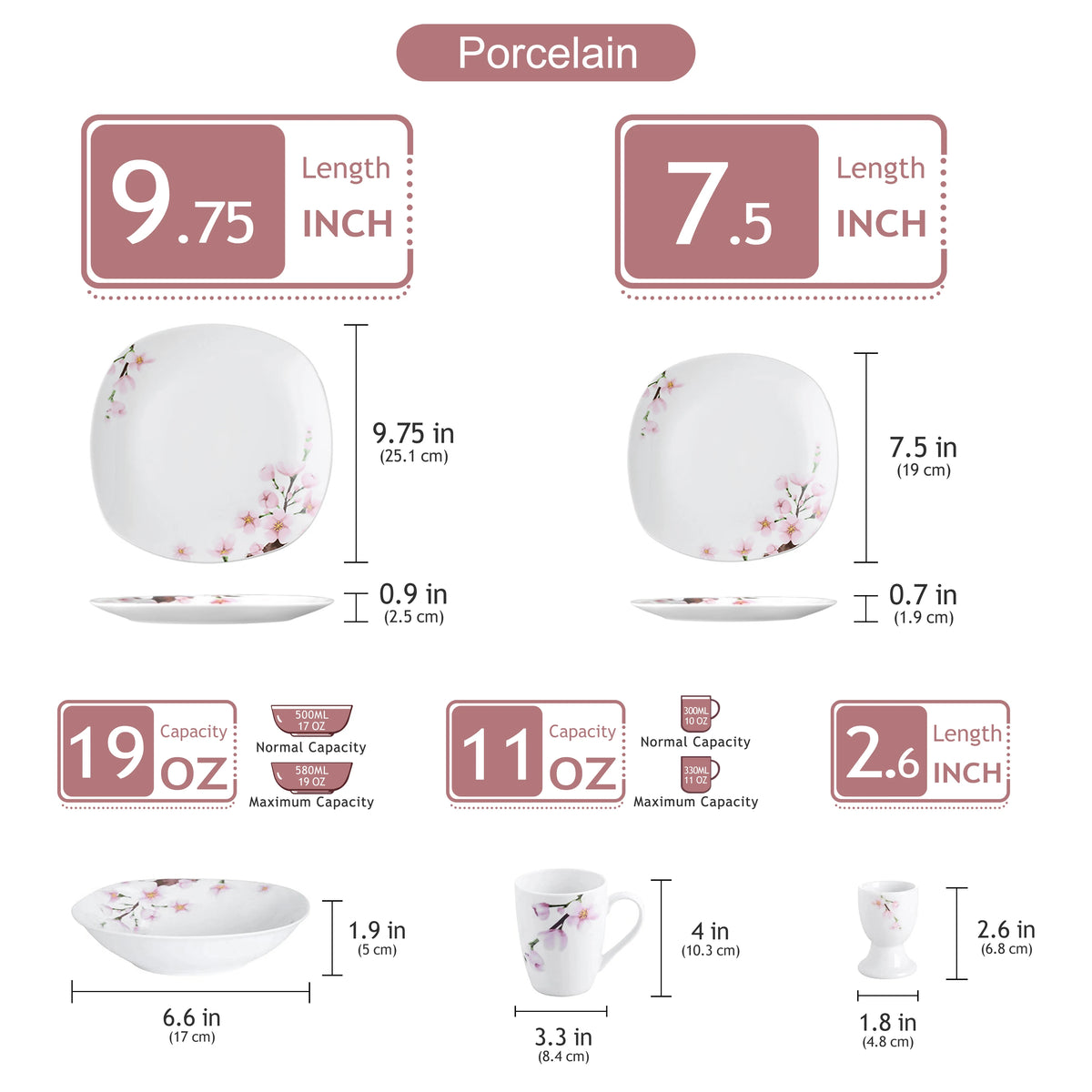 Malacasa 30 Piece Porcelain Floral Dinnerware Set For Six