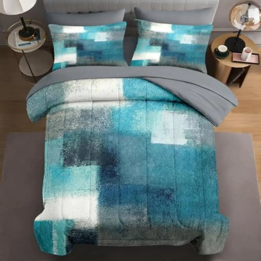 Mid Century Modern 7 Piece Jacquard Comforter Bedding Set