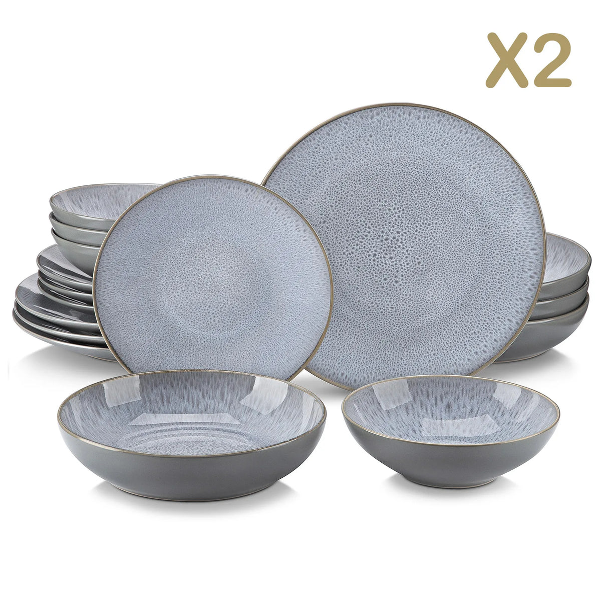 MALACASA Embossed Stoneware Dinnerware Set for Everyday Dining