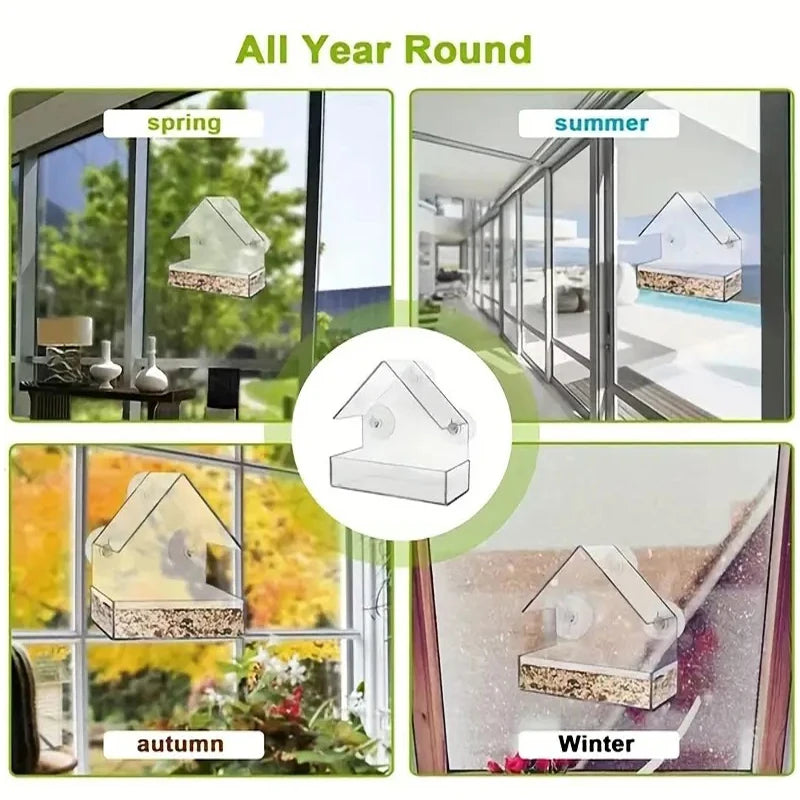 Transparent Window Bird Feeder Suction Cups Wild Birds Acrylic Design