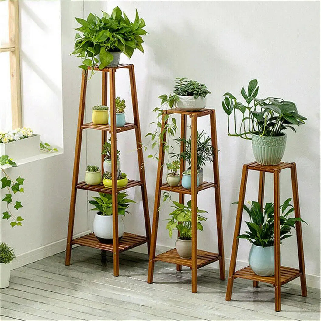 Wisfor Tiered Bamboo Plant Pot Holder Indoor Display Shelf