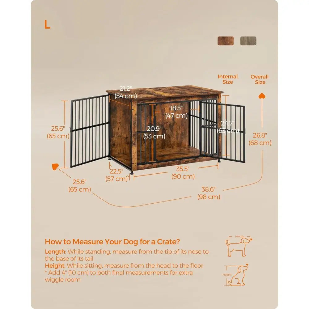 Heavy Duty Dog Crate Furniture With Wooden Side Table