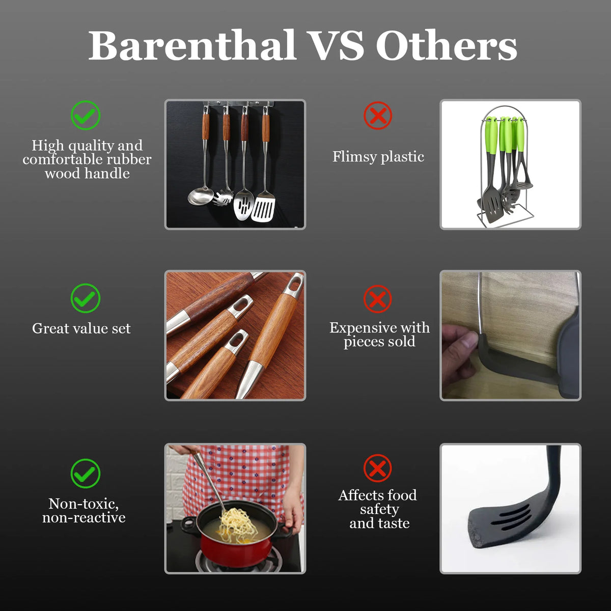 Barenthal Four Piece Stainless Steel Kitchen Utensil Set For Cooking