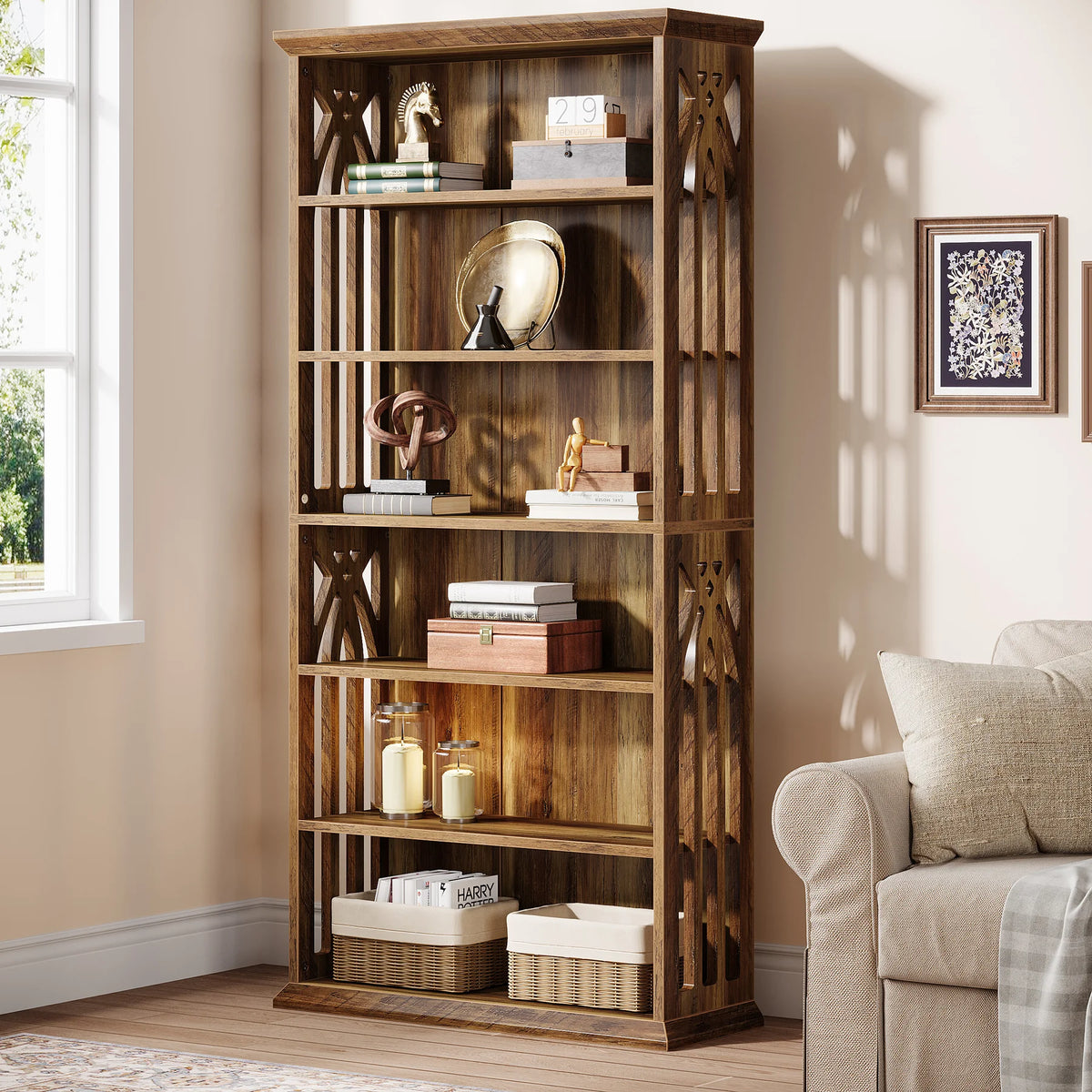 Tribesigns Freestanding Six Tier Wood Bookshelf and Display Stand