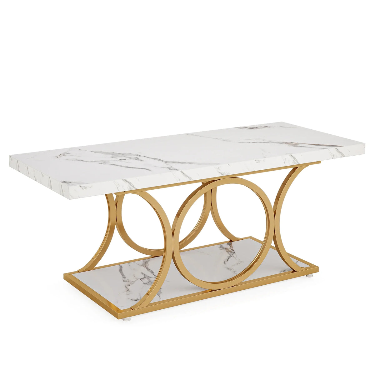 Tribesigns Modern Rectangle Coffee Table With Faux Marble Surface