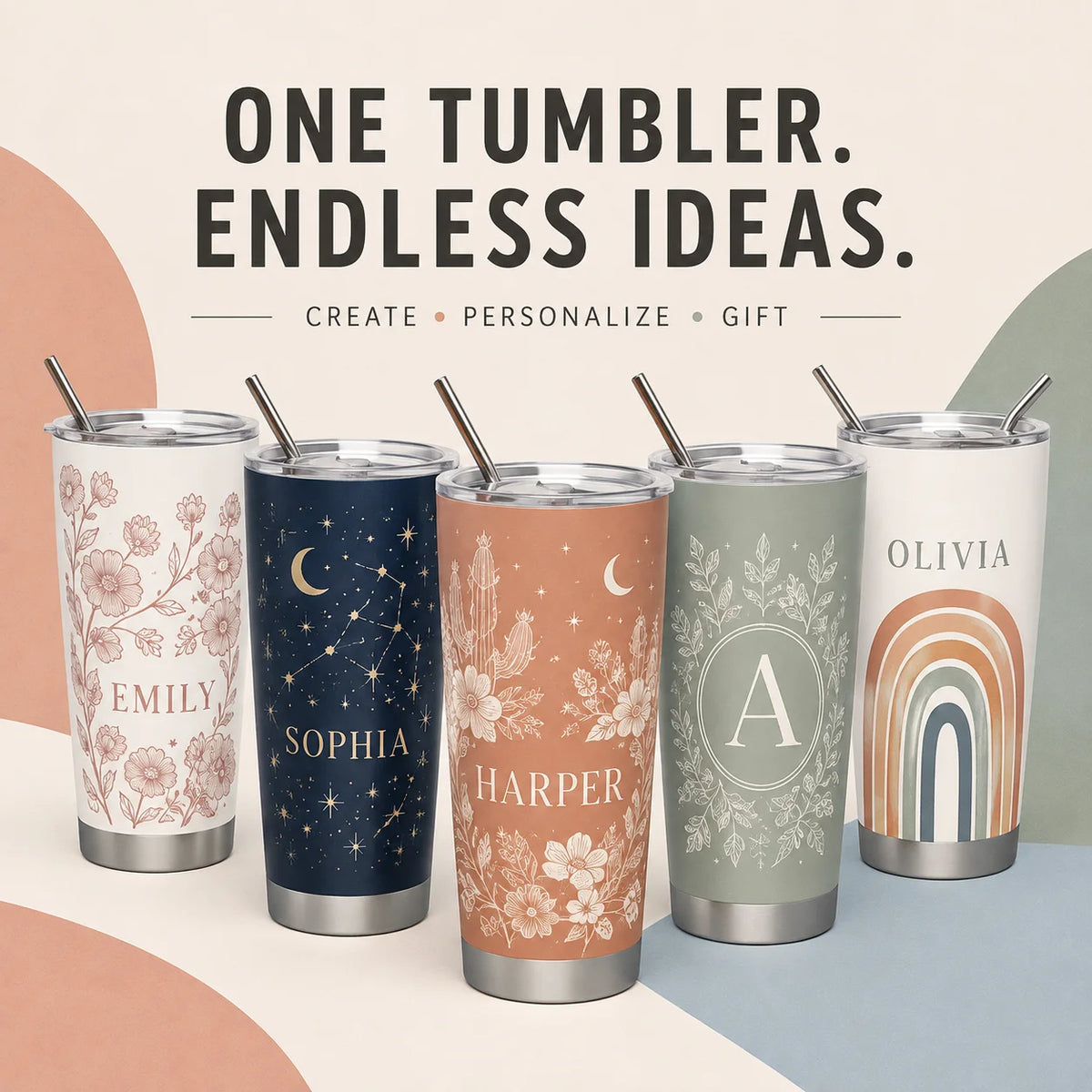 Personalized Stainless Steel Tumbler With Lid And Straw