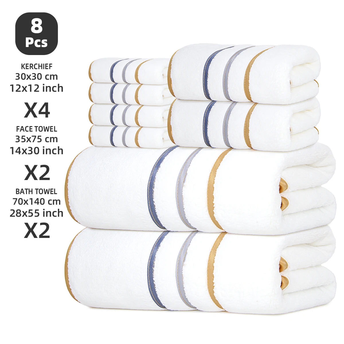 8 Piece Microfiber Towel Set Providing Superior Absorbency For Bathrooms