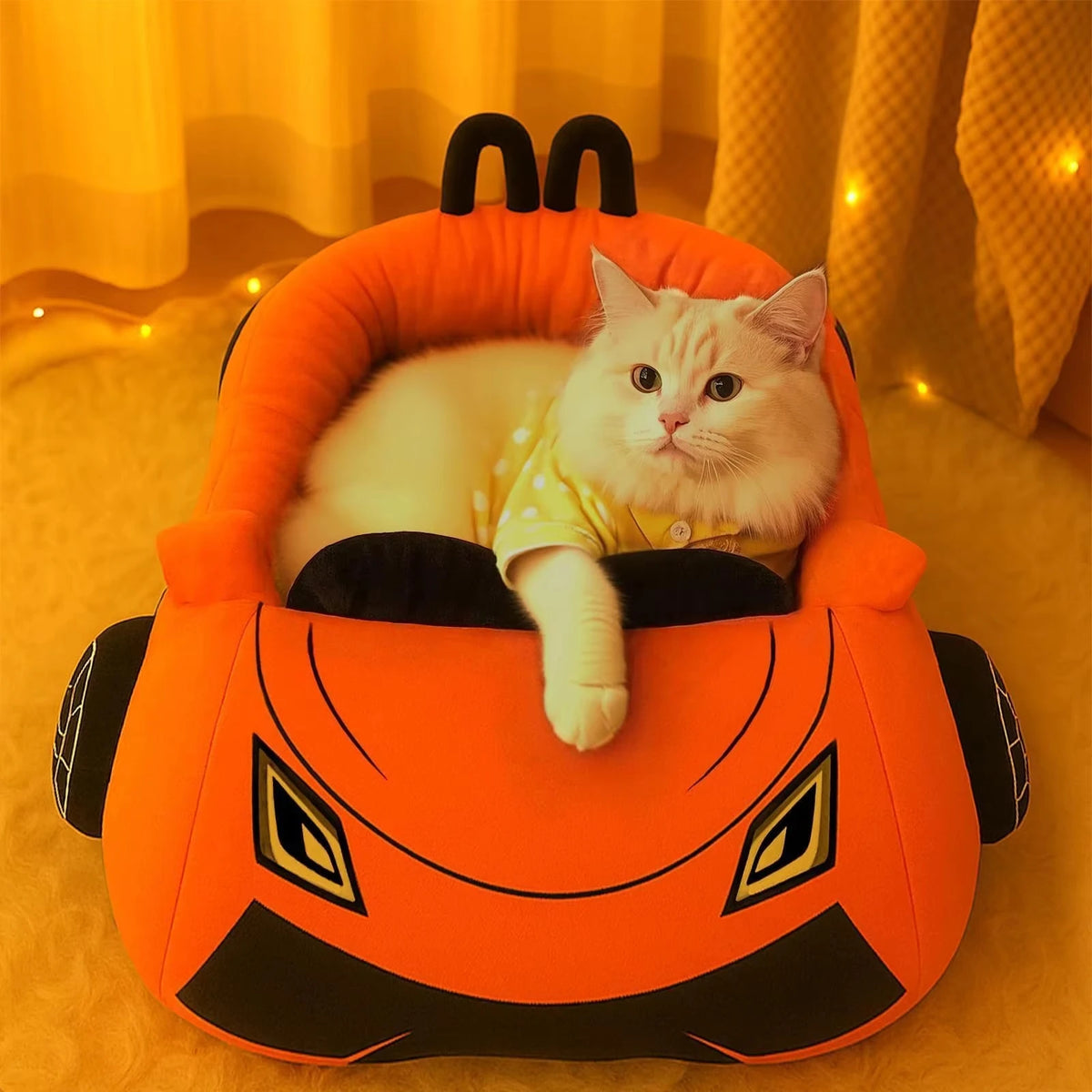 CWV Cozy Coral Fleece Supercar Design Cat Bed With Pillow