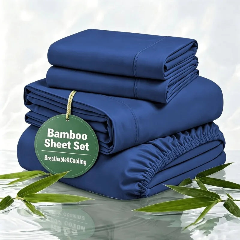 Breathable Cooling Satin Bed Sheet Set For Sleep Comfort