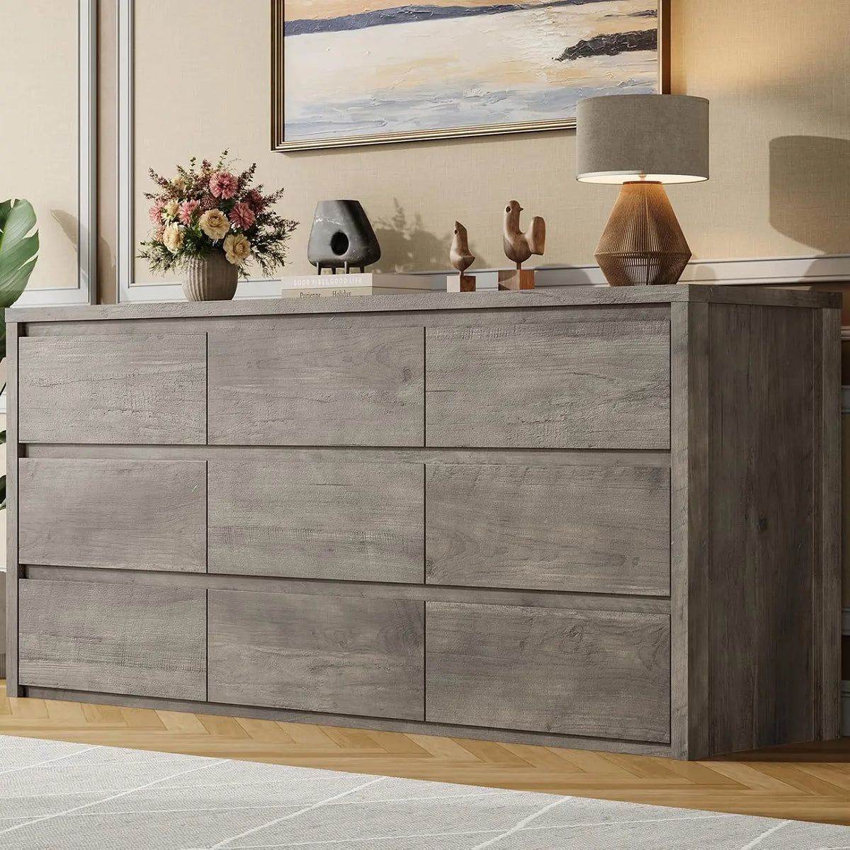 Acekool Modern Nine Drawer Wooden Chest Of Drawers