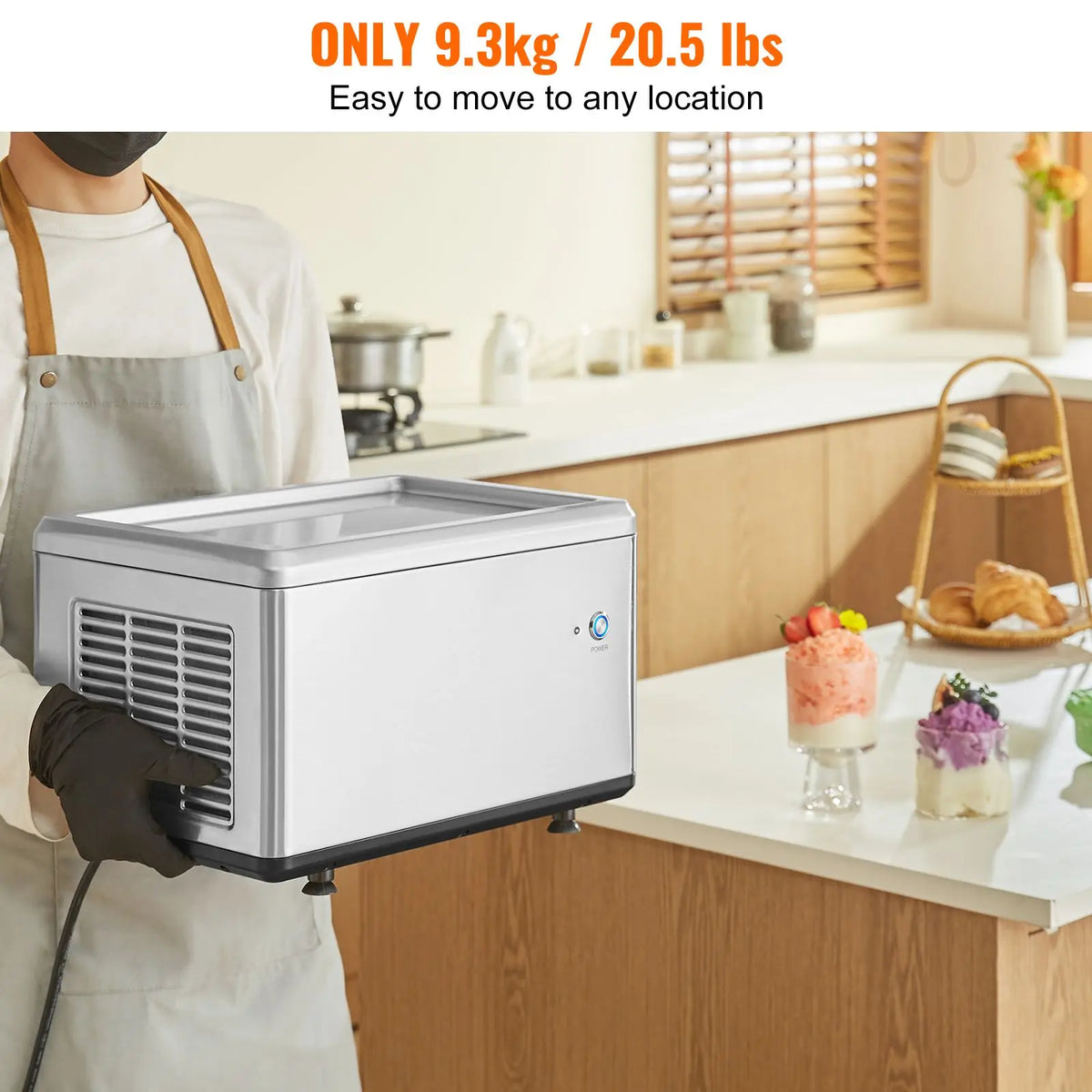 Oeny Stainless Steel Fried Ice Cream Roll Machine With Compressor
