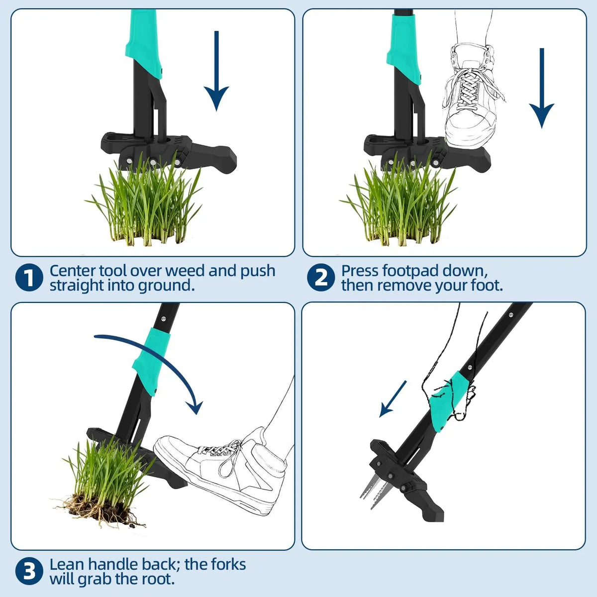 Long Handle Stand Up Weed Puller With Easy Eject Pedal