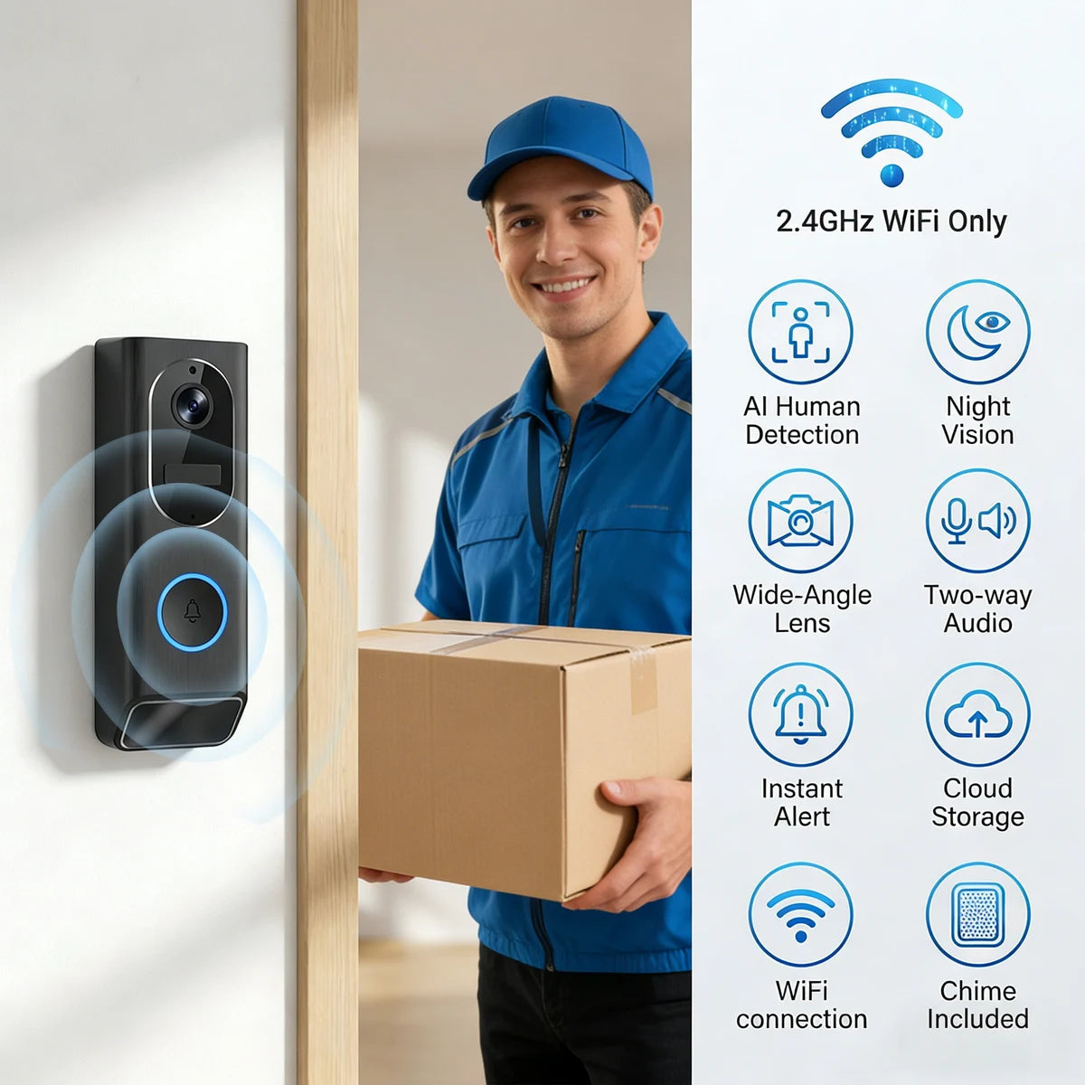 BUFO S7 Smart Video Doorbell With HD WiFi Security Camera