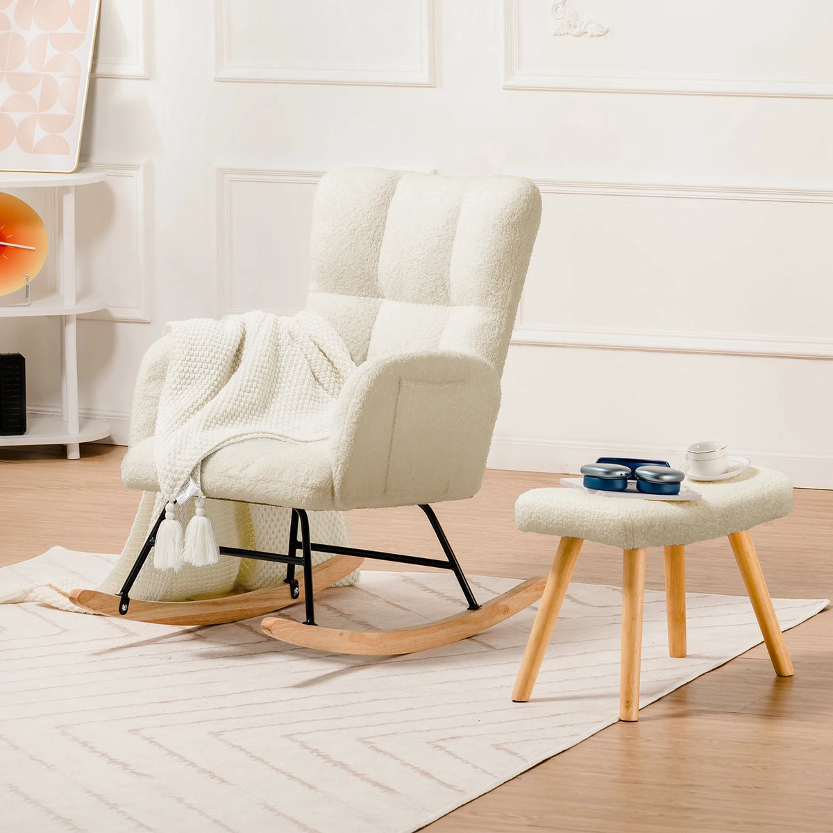 COMHOMA Teddy Nursery Glider With Side Pockets And High Back
