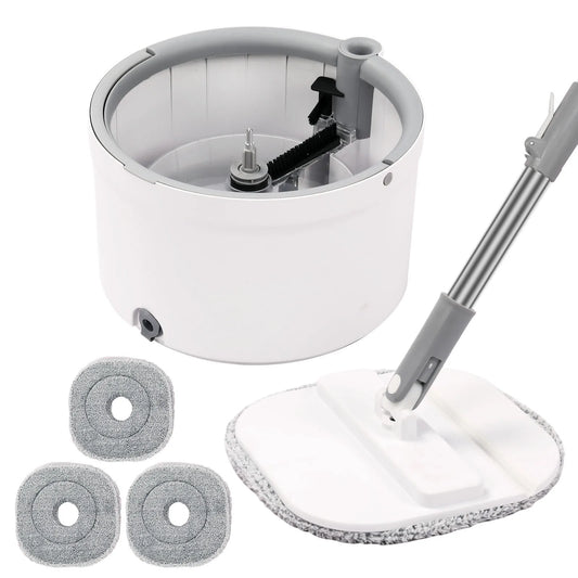 Self Wringing Spin Mop Bucket Set With Adjustable Handle
