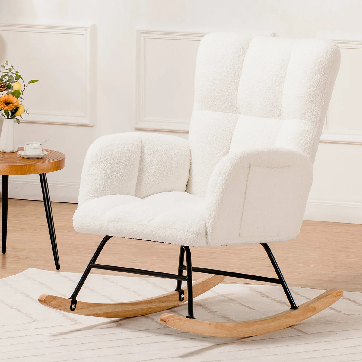 COMHOMA Teddy Nursery Glider With Side Pockets And High Back