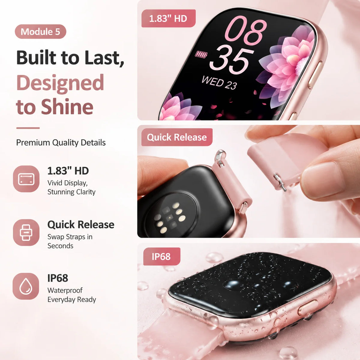 Women Smartwatch Fitness Tracker With Heart Rate Sleep Monitor