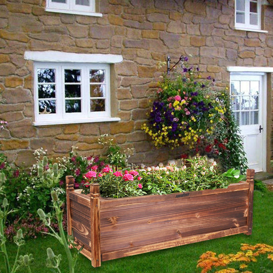 Wooden Window Planter Box For Outdoor Flower And Vegetable Gardening