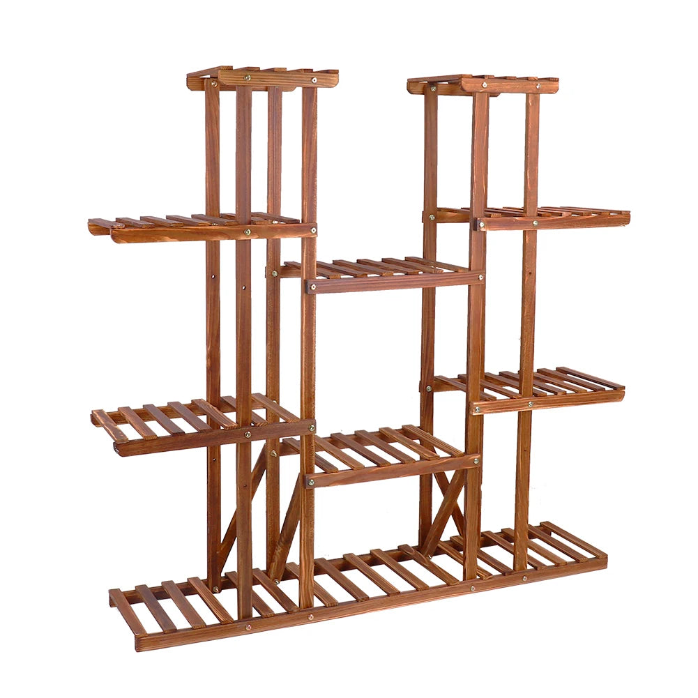 BINGOPAW Multi Tier Wood Plant Stand For Indoor Outdoor Display