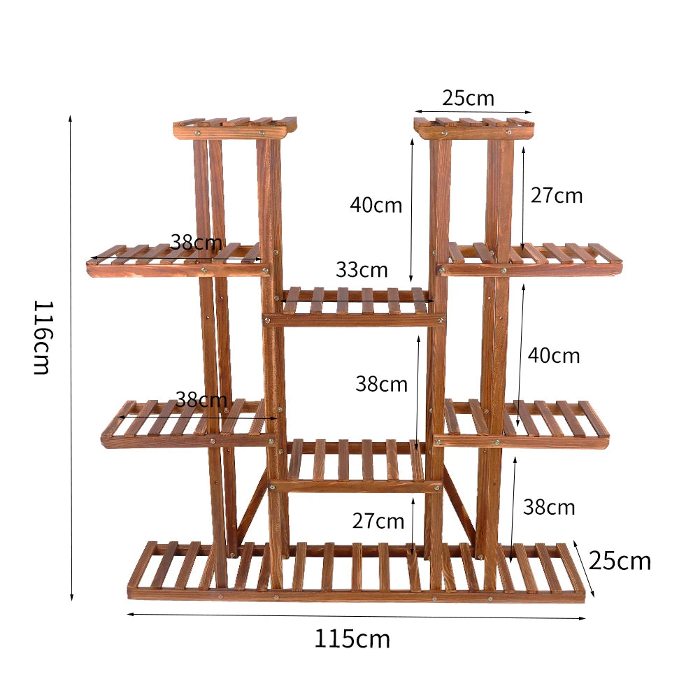 BINGOPAW Multi Tier Wood Plant Stand For Indoor Outdoor Display