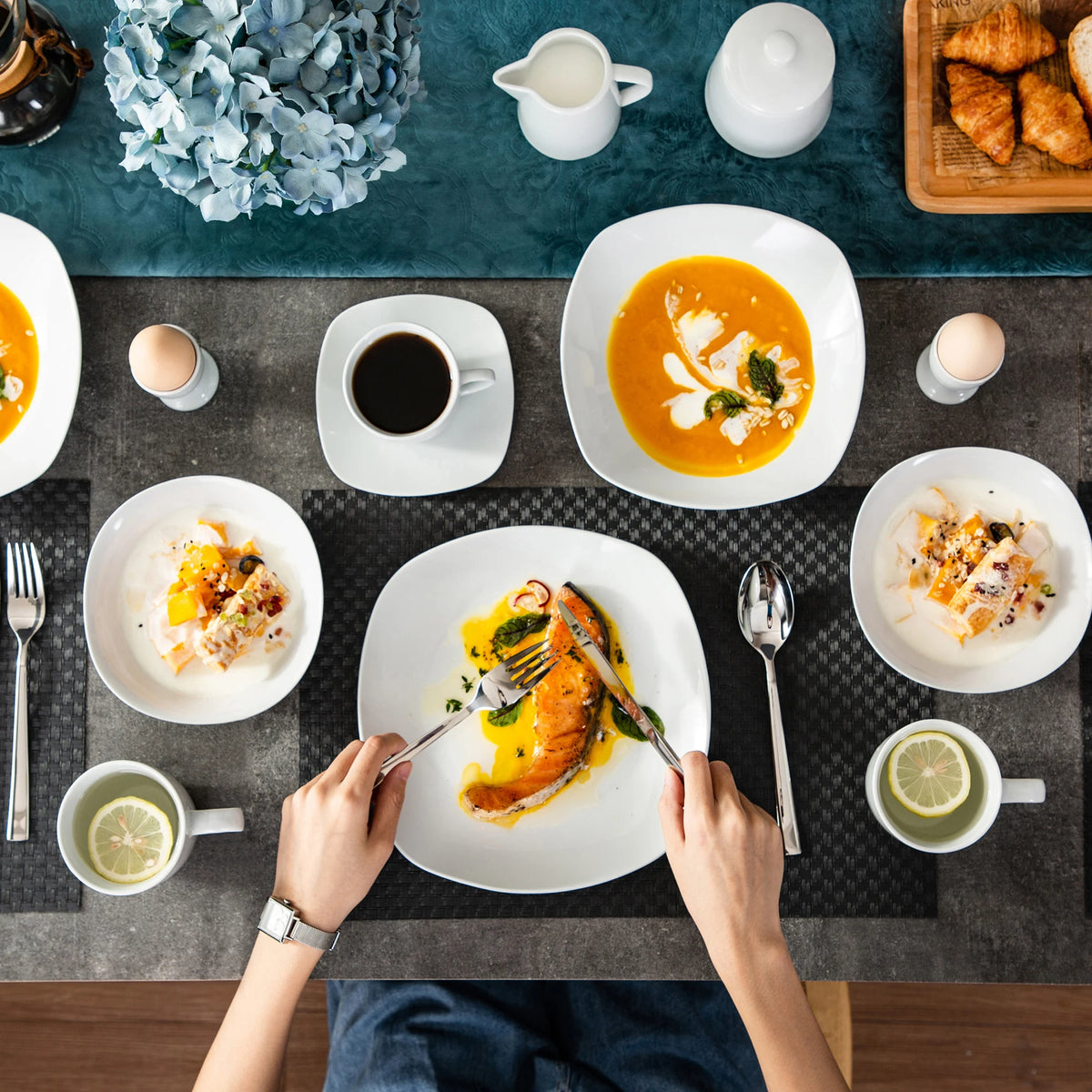 Malacasa 50 Piece Premium Porcelain Dinnerware Set