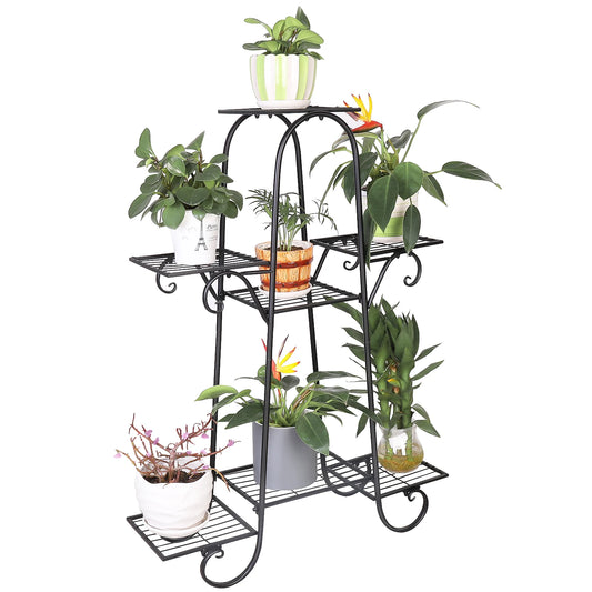 Bingopaw Seven Tier Metal Plant Shelf Display Rack Home Garden