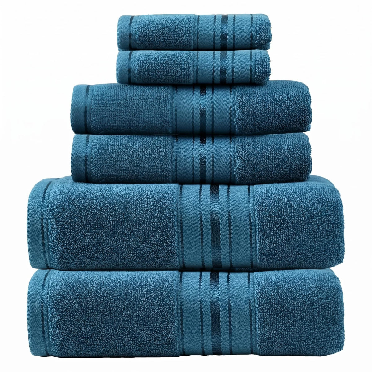 Luxury Turkish Cotton Towel Set, Six Piece Absorbent Bathroom Towels