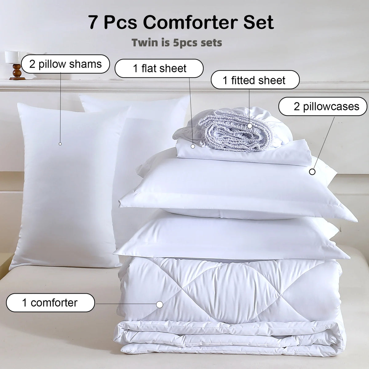 easYum Quilted Polyester Bedding Set With Sheets And Pillowcases