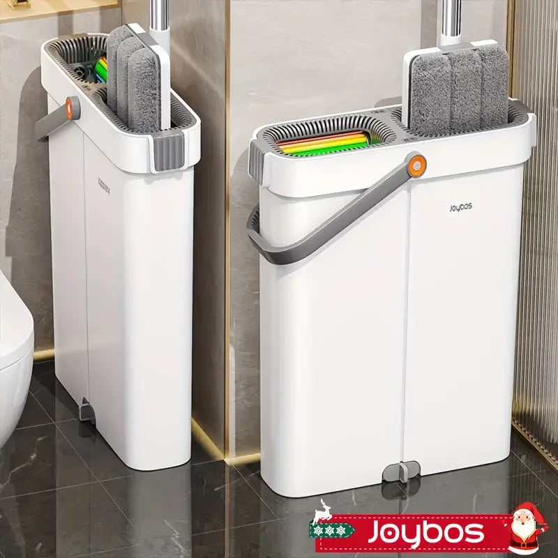 Joybos Hands Free Flat Mop Bucket System With Microfiber Pads