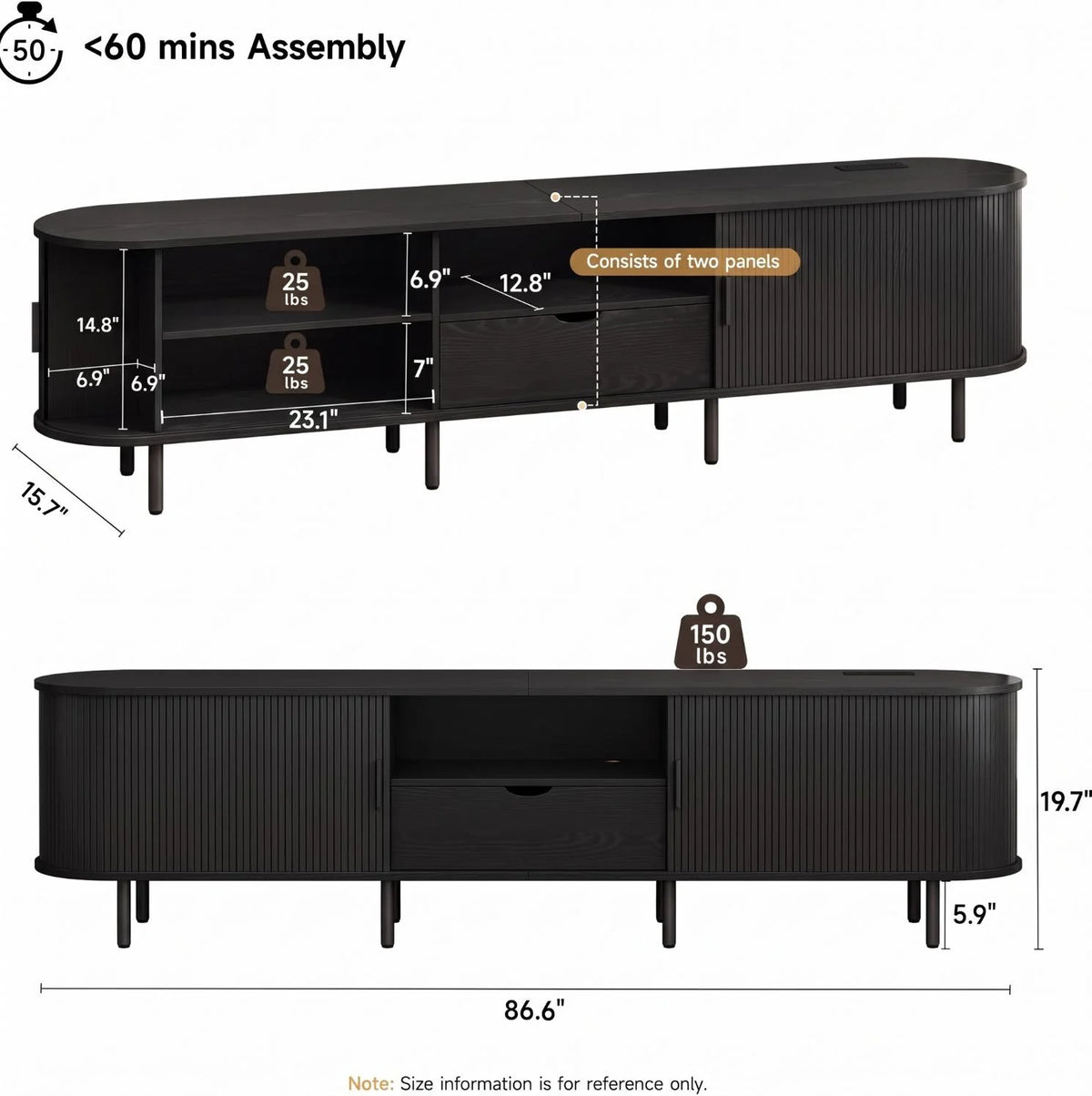 ONBRILL Modern Living Room TV Stand With Convenient Power Outlet
