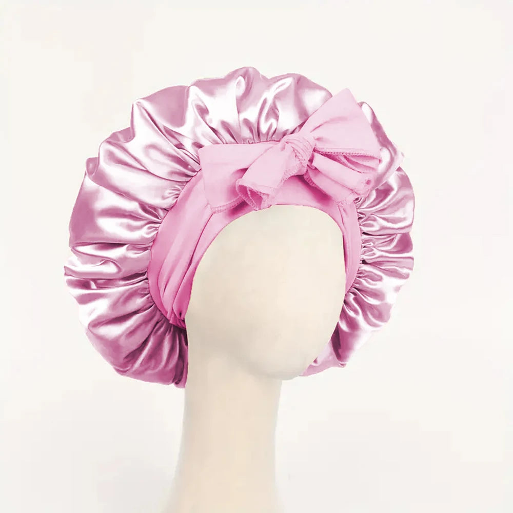 Adjustable Satin Hair Bonnet With Tie Band For Sleeping