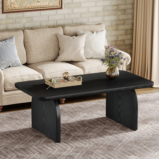 Tribesigns Farmhouse Rectangular Engineered Wood Coffee Table With Sturdy Base