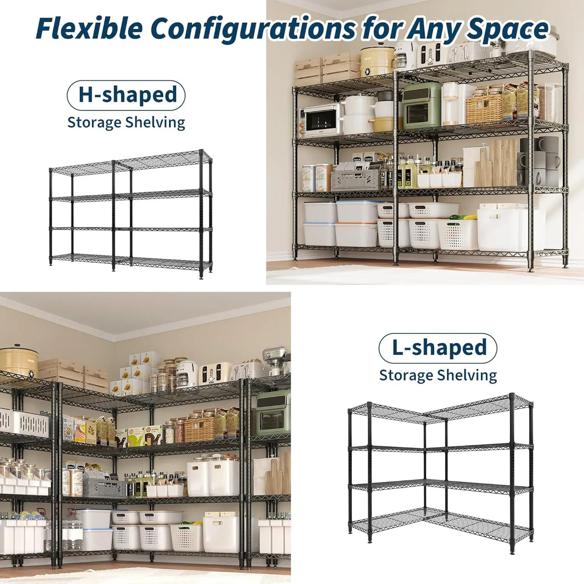 Twister.Ck Heavy Duty Metal Shelving Unit Adjustable Pantry Organizer