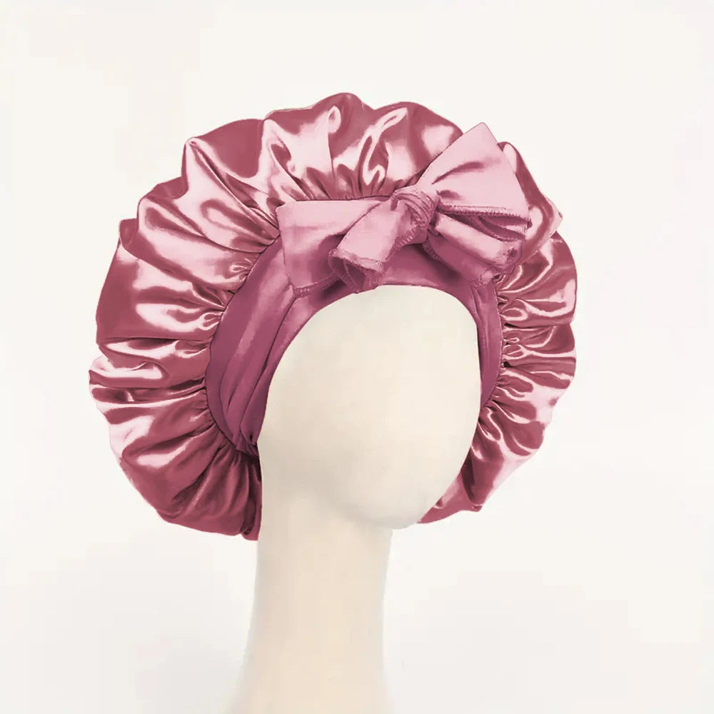 Adjustable Satin Hair Bonnet With Tie Band For Sleeping