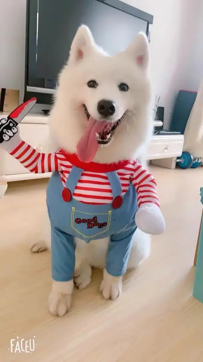 Chucky Doll Pet Costume for Dogs and Cats Halloween Cosplay Outfit
