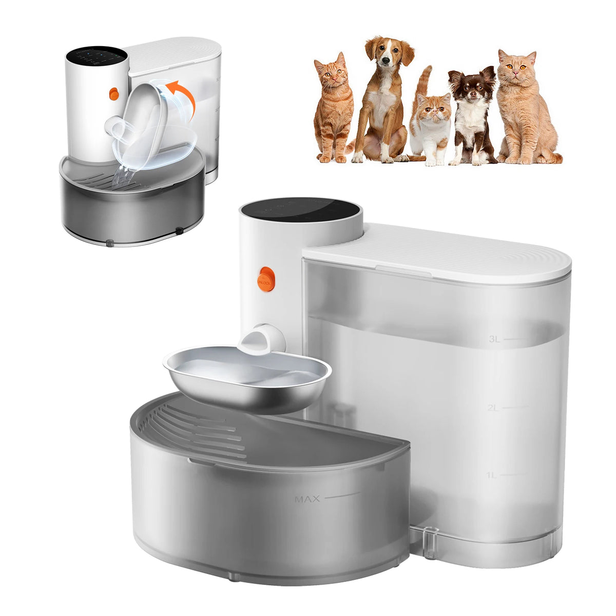 Petgravity Stainless Steel Purifying Water Dispenser Bowl for Cats