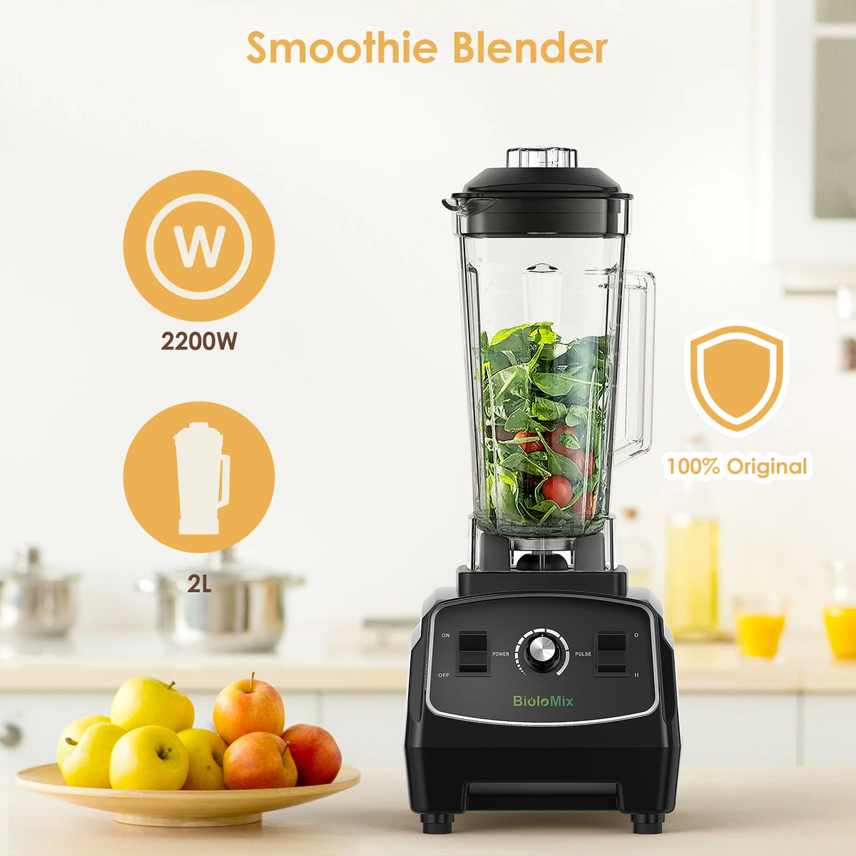 Biolomix 3HP Commercial Blender for Smoothies and Food Preparation