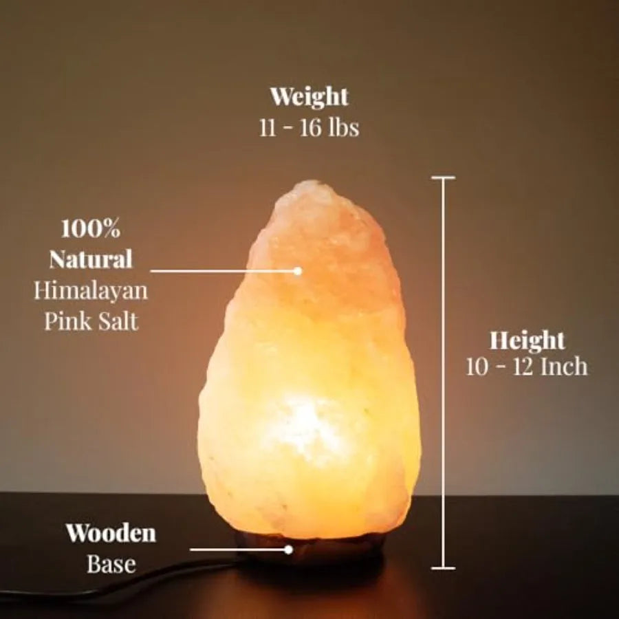 Natural Himalayan Pink Salt Crystal Lamp With Wooden Base