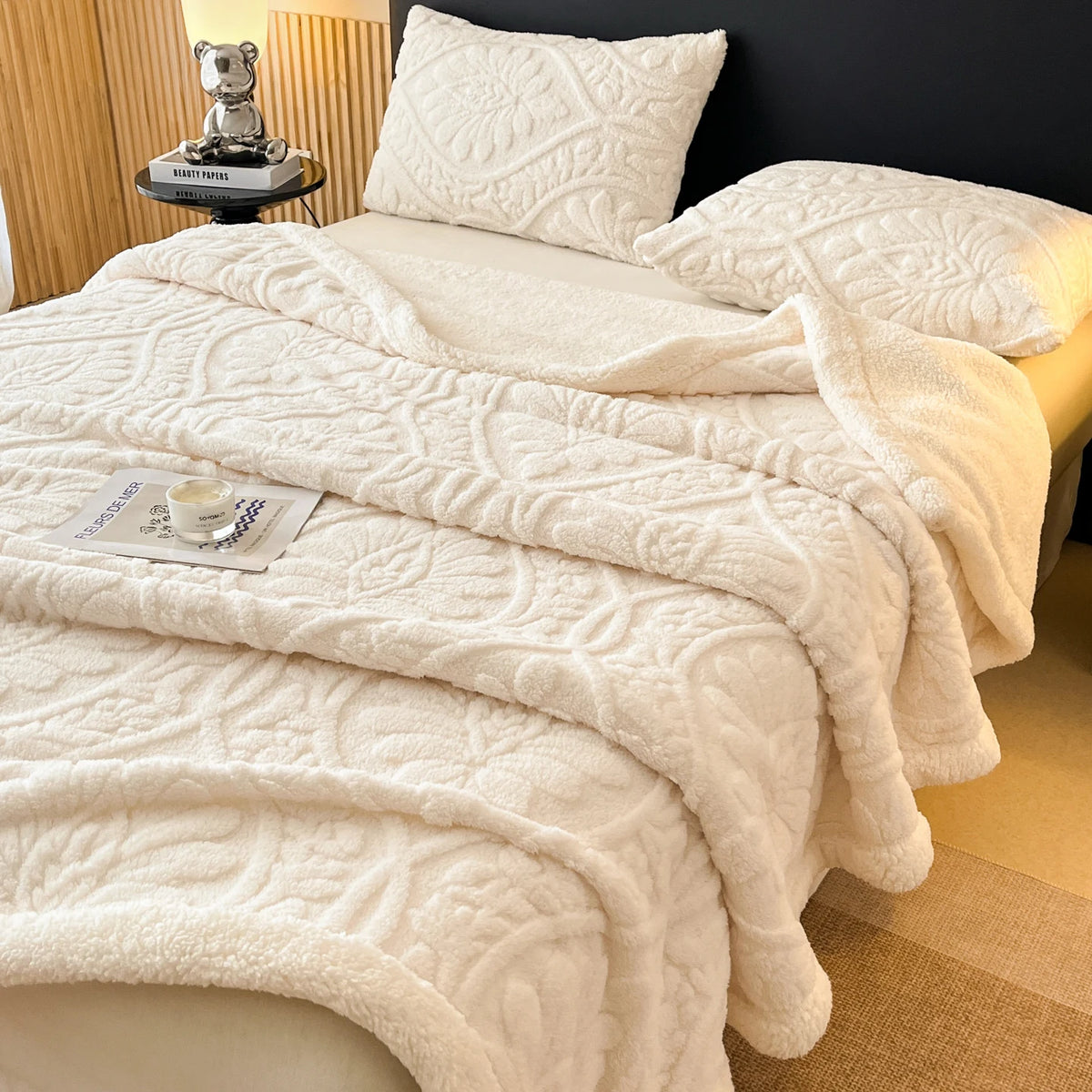 Plush Coral Fleece Throw Blanket for Sofa Bed and Office
