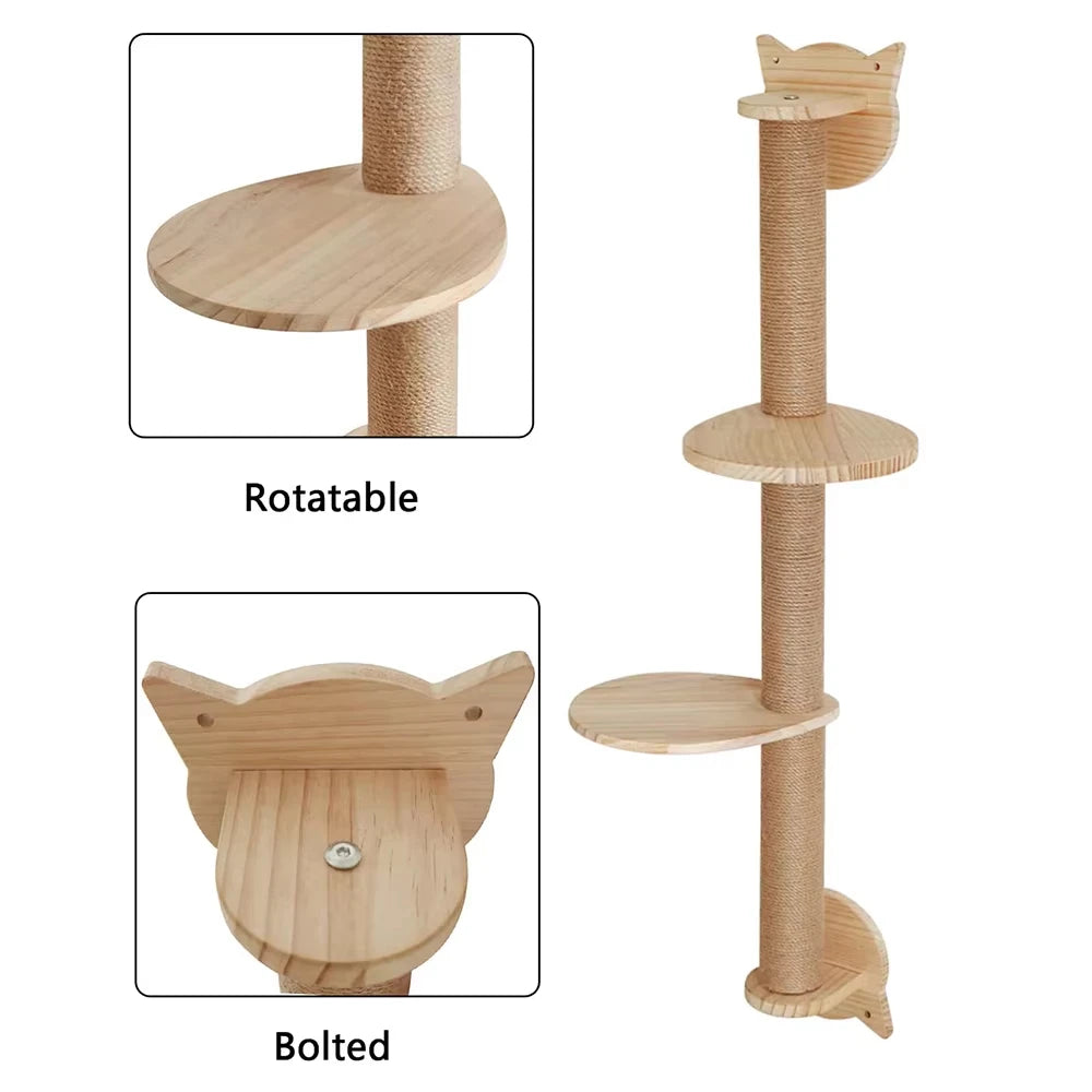 CWV Wall Mounted Cat Tree With Sisal Scratching Posts Hammock